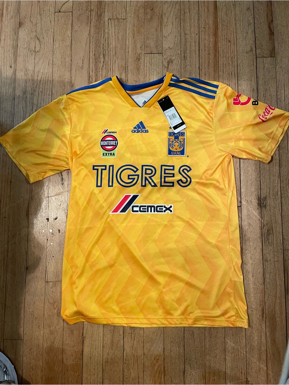 adidas Tigres Yellow Soccer Jersey with Blue Accents